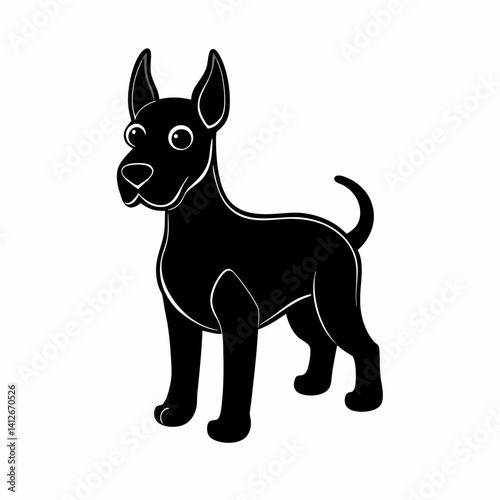 great dane silhouette black vector icon white back