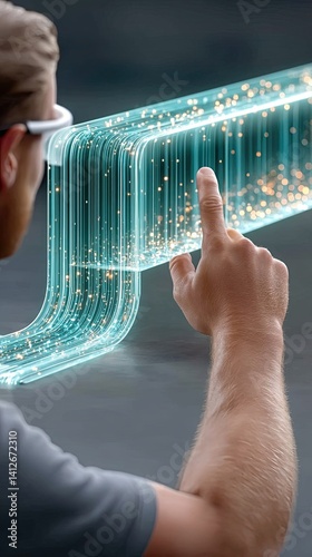 Industrial equipment and machinery digital twins predictive tools, Innovative technology showing smart interaction with digital elements. Real-time asset twin, equipment lifecycle tracking