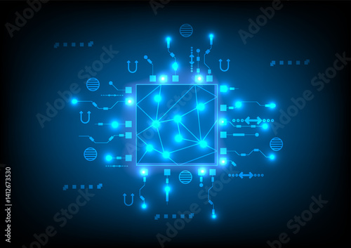 abstract technology background with glowing lights