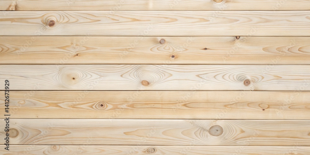 Fototapeta premium High-resolution image of light-colored wood planks arranged horizontally, showcasing natural wood grain and knots for design purposes