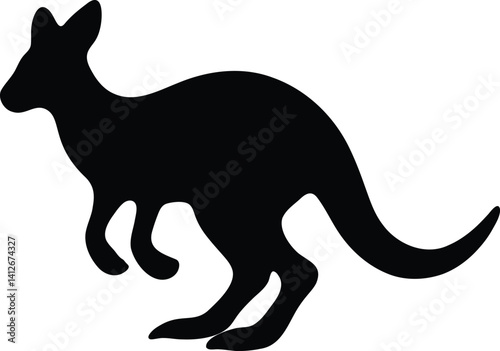 Running kangaroo silhouette vector design black