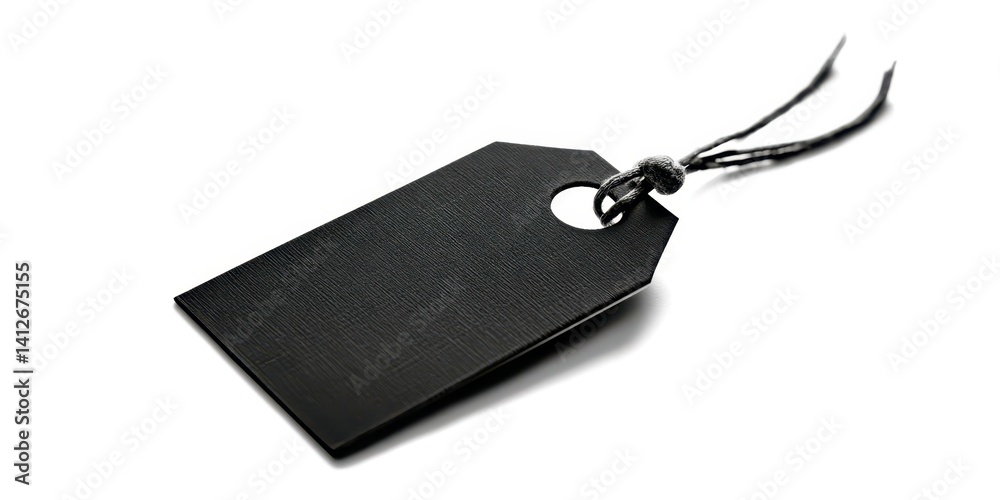 Fototapeta premium A black tag hangs from a string