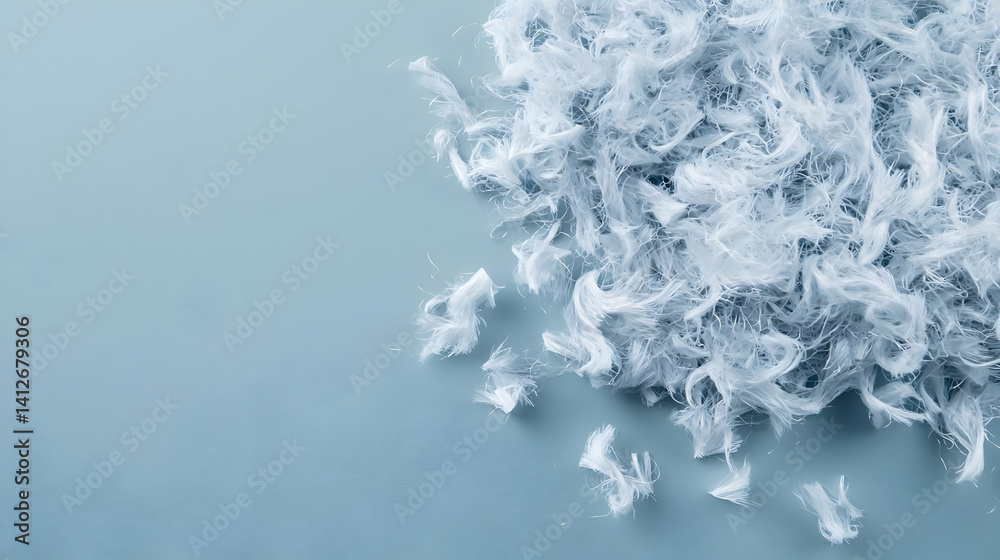 Fototapeta premium Fluffy White Material Texture On Light Blue Background