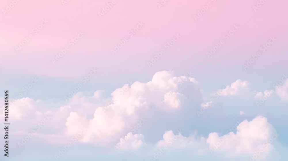 Obraz premium Pastel Sky with Fluffy Clouds – Soft Gradient Background