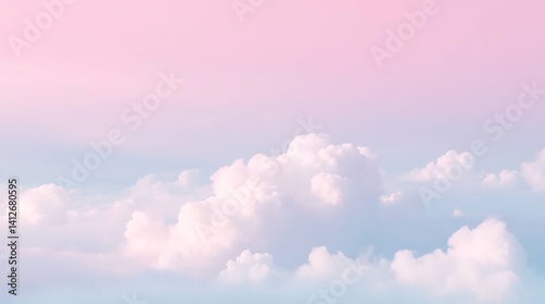 Pastel Sky with Fluffy Clouds – Soft Gradient Background