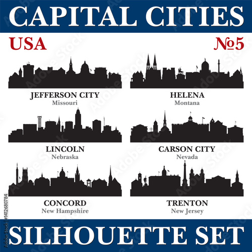Capital cities silhouette set. USA. Part 5