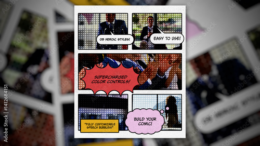 Comic Halftone Slideshow Stock Template | Adobe Stock