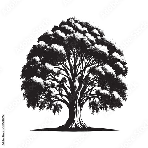 Lombardy poplar tree - Black and White tree Design - Lombardy poplar tree Silhouette - Vector of tree.