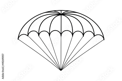 Parachute Black Outline Simple Design Skydive Equipment Icon Vector Illustration