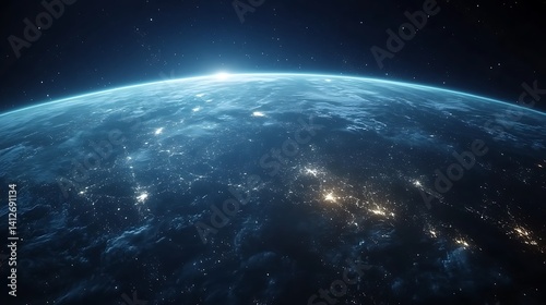 Earth at Night from Space, A view of Earth from space showing illuminated cities at night