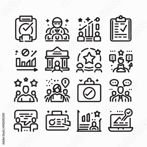 Business and management line icons set. Management icon collection. shilhouette vector white background 