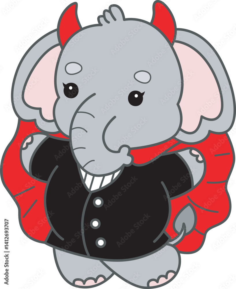 Obraz premium Cute Elephant vector icon. Funny baby Elephant animal series stock illustration. Life of fluffy Elephant designs.