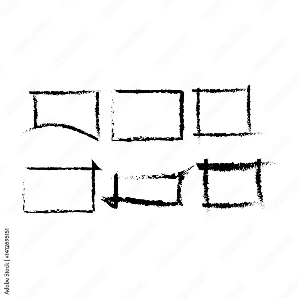 Set of doodle handdrawn highlight rectangles. Collection of marker, pencil or pen sketch elements of squares and marks isolated on transparent background. Brush doodle shape for message notes Set of doodle handdrawn highlight rectangles. Collection of marker, pencil or pen sketch elements of squares and marks isolated on transparent background. Brush doodle shape for message notes