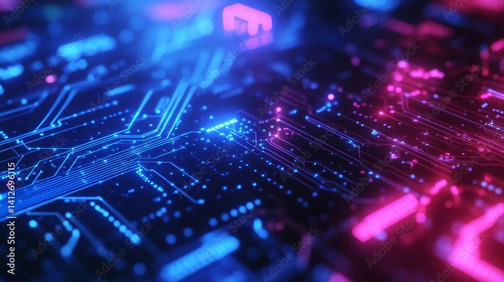 Fototapeta premium A futuristic circuit board design featuring a digital padlock that represents cybersecurity