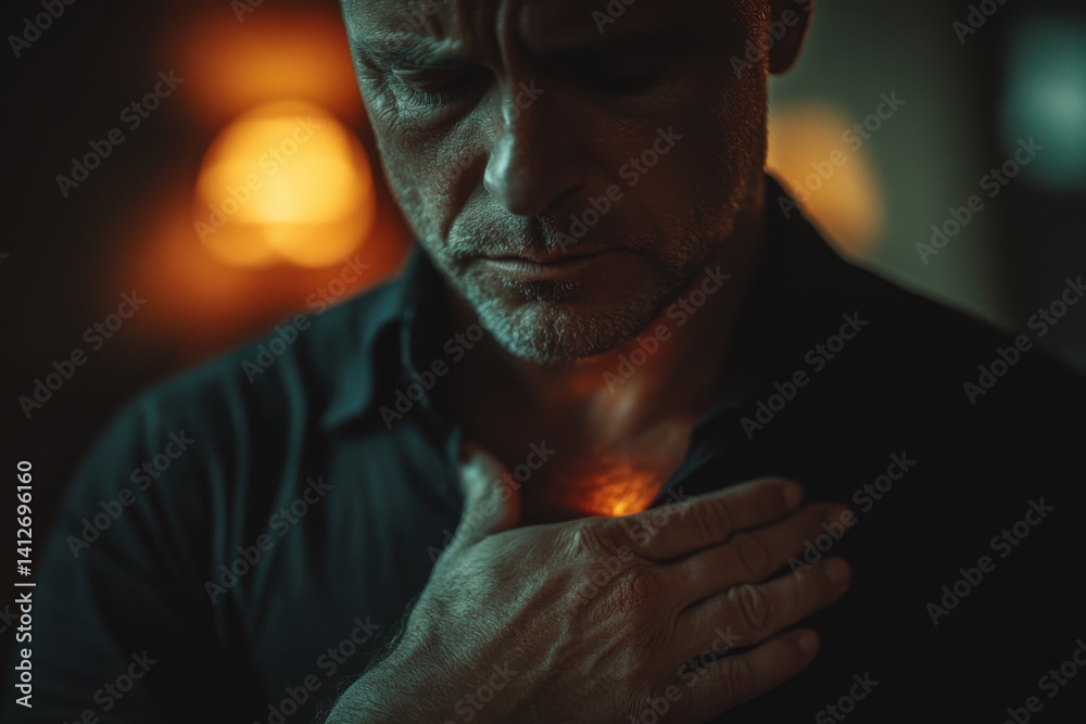 Portrait of Mature Man Expressing Deep Feelings