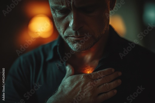 Obraz na płótnie Portrait of Mature Man Expressing Deep Feelings w salonie