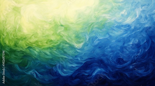 Abstract Green And Blue Water Texture Painting