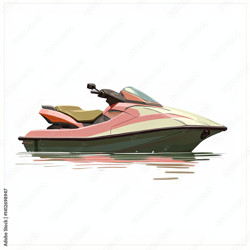 Naklejka premium Isolated white motorboat on the water