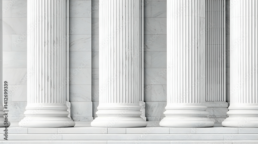 Classic White Stone Columns In A Building Exterior Classic White Stone Columns In A Building Exterior