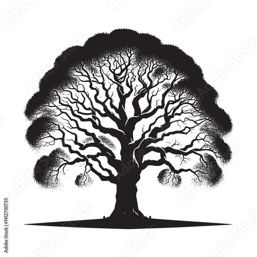 Lombardy London plane tree Vector - Minimalist Tree Silhouette - Tree Design - Tree Artwork.