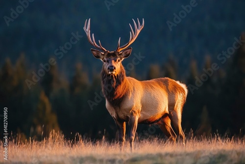 Majestic stag in golden light