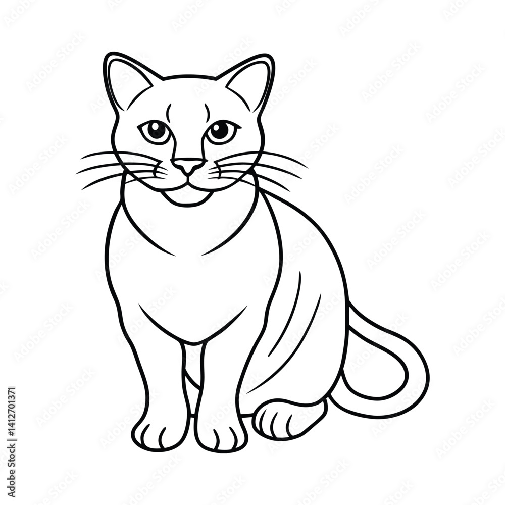 Vector Cat Line Art Playing Pose for Animal Icons or Prints Vector Cat Line Art Playing Pose for Animal Icons or Prints