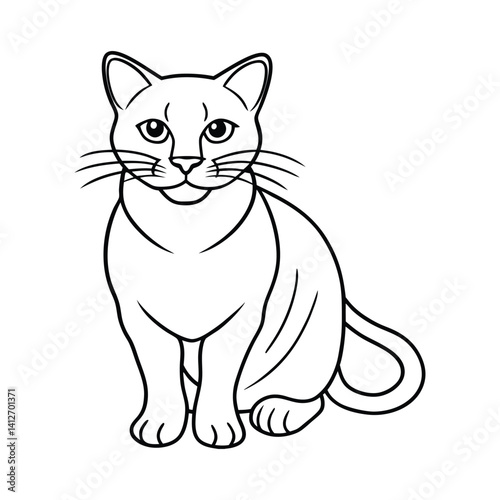 Vector Cat Line Art Playing Pose for Animal Icons or Prints