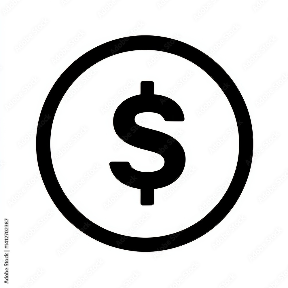 Simple Black and White Dollar Symbol Inside a Circle Icon Design Simple Black and White Dollar Symbol Inside a Circle Icon Design