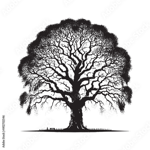 Lombardy London plane tree Vector - Minimalist Tree Silhouette - Tree Design - Tree Artwork.