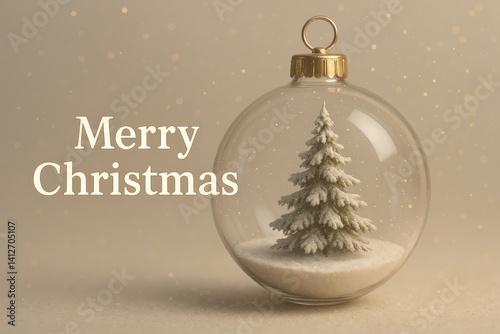 Decorative Christmas Ornament Featuring a Miniature Tree and Winter Scene Wit...