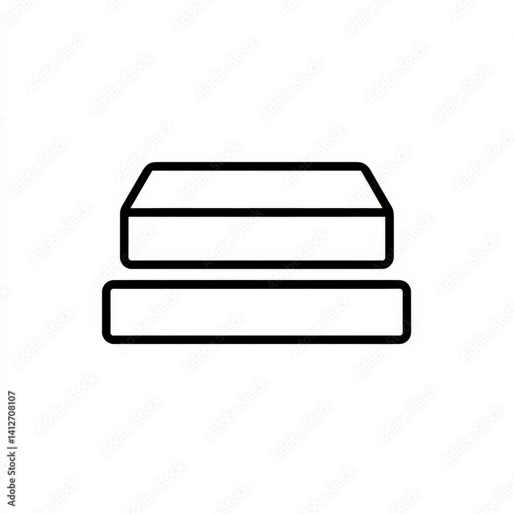 Simple Line Art of Two Layered Rectangles on White Background