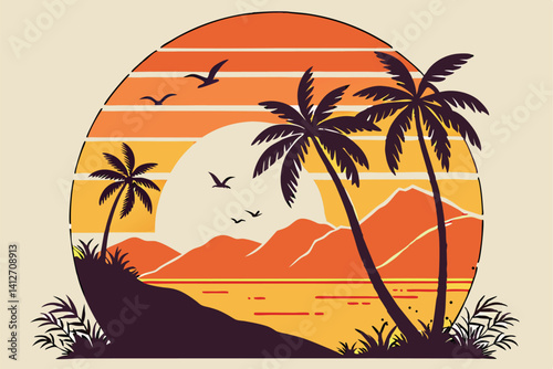 Photography 15 Silhouette of lone tree, Sunset sky, Golden orange horizon, Flock of birds fl
