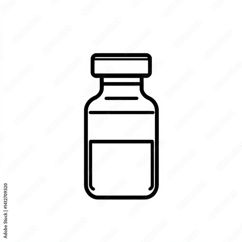 Simple Outline of a Medicinal Bottle with Liquid Inside Simple Outline of a Medicinal Bottle with Liquid Inside