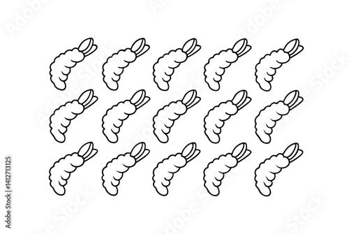Tempura Shrimp Seamless Pattern In Black And White Food Background Japanese Cuisine