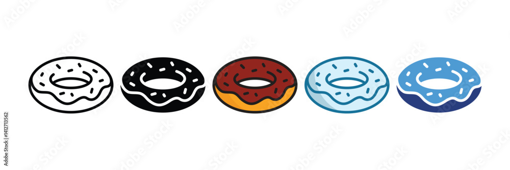 Fototapeta premium Donut Icon Set Multiple Style Collection