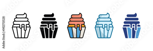 Cupcake Icon Set Multiple Style Collection