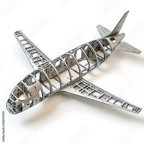 Airplane Skeleton Model with White Background.