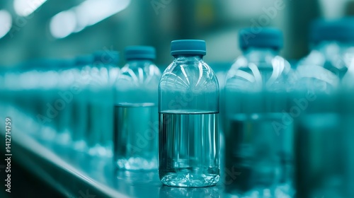 Obraz na płótnie Transparent Plastic Items in a Production Line Being Processed for Manufacturing and Recycling w salonie