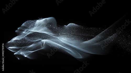 Abstract Light Particle Trails on Black Background for Digital Art