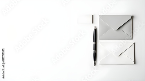 Office Stationery Set Flat Lay on White Background