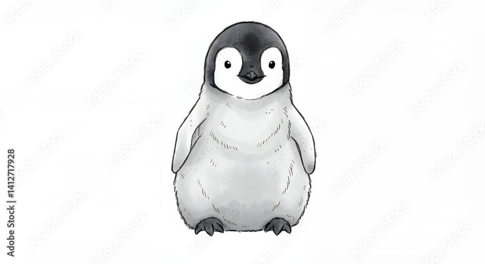 Fototapeta premium Cute cartoon penguin chick illustration