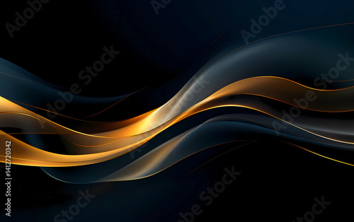 Abstract sleek black and gold wave pattern 