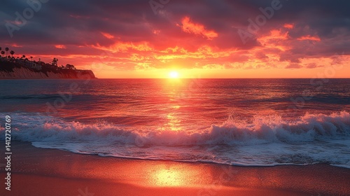 Obraz na płótnie Vibrant sunset ocean scene w salonie