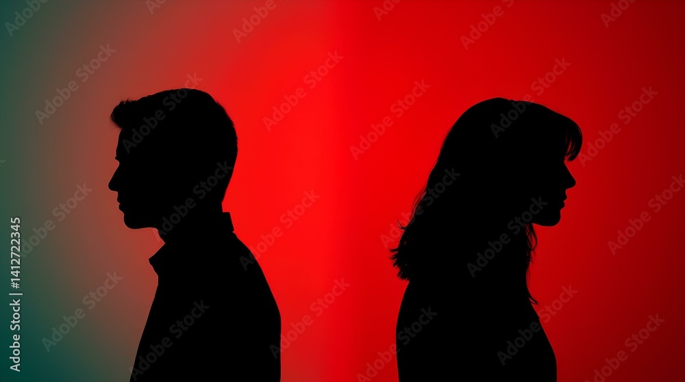 Silhouette of a couple see in opposite side Silhouette of a couple see in opposite side