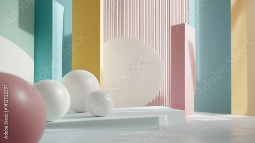 Elegant Pastel Geometry, A Modern Minimalist Composition of Shapes