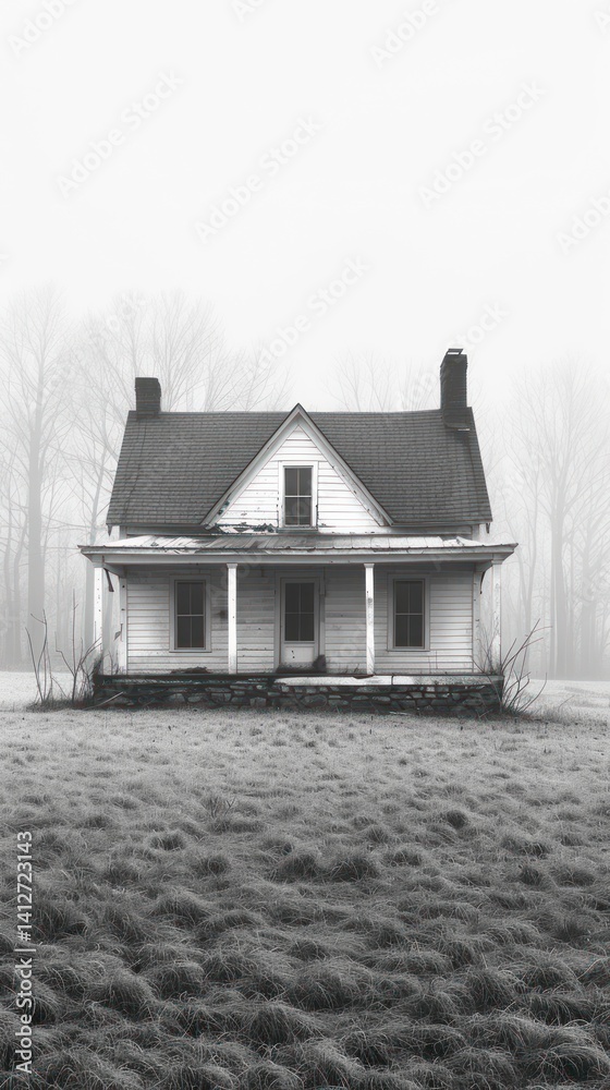 Vintage house grayscale photo