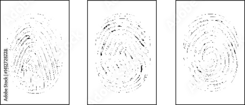 Collection of three fingerprint. Fingerprint lock. Fingerprint vector illustration