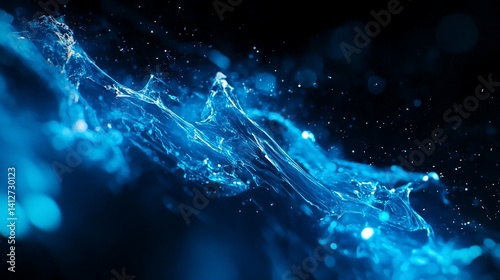 Abstract Blue Energy Flow Background with Dynamic Fluid Motion
