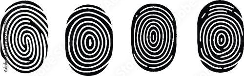 Abstract Types of Fingerprint Patterns for Identity Person Security ID on white Background for Design