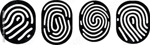 Collection of 4 fingerprint lock. Fingerprint vector illustration